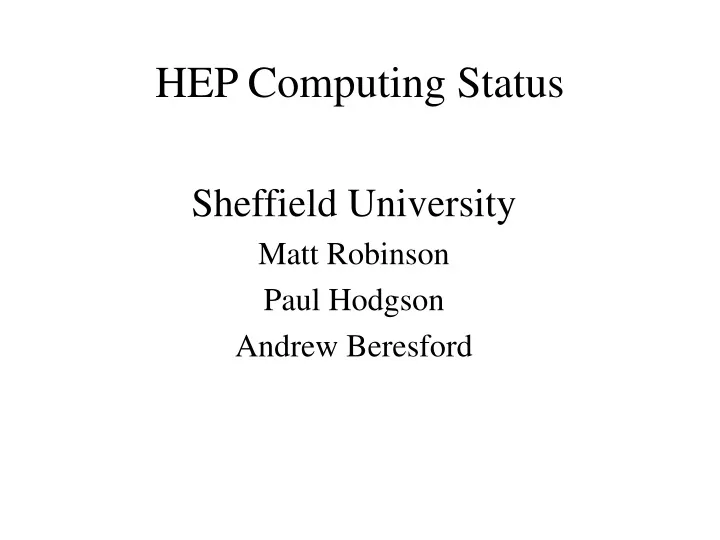 hep computing status