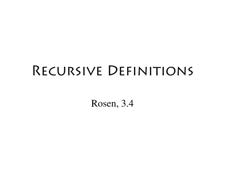recursive definitions