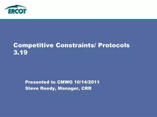 Competitive Constraints/ Protocols 3.19