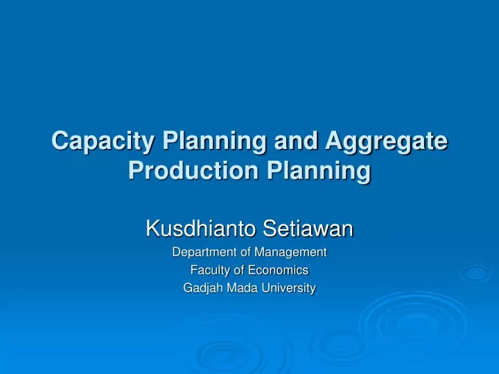 capacity planning and aggregate production planning