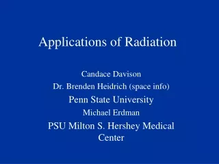 Applications of Radiation