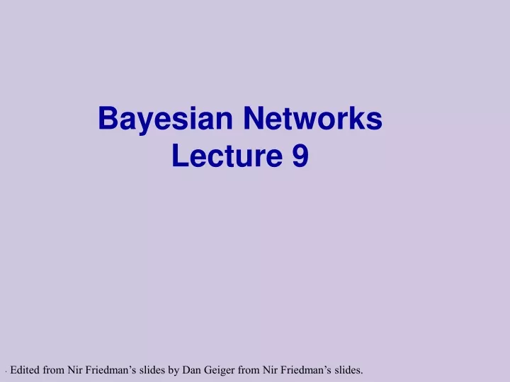 bayesian networks lecture 9