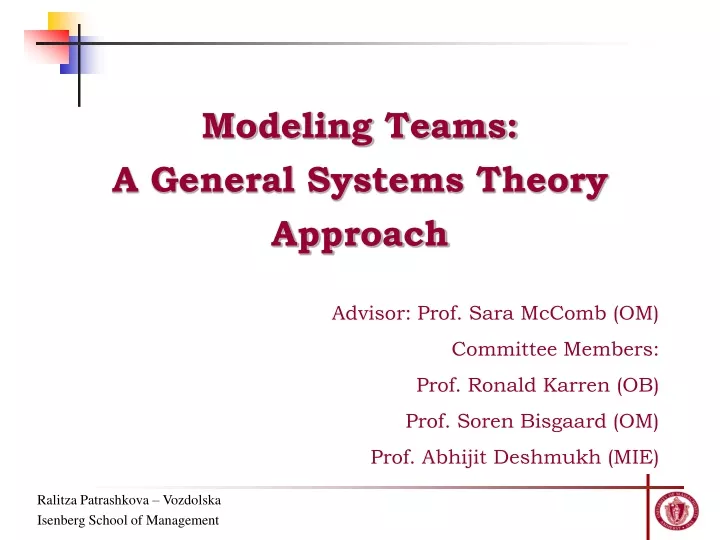 modeling teams a general systems theory approach