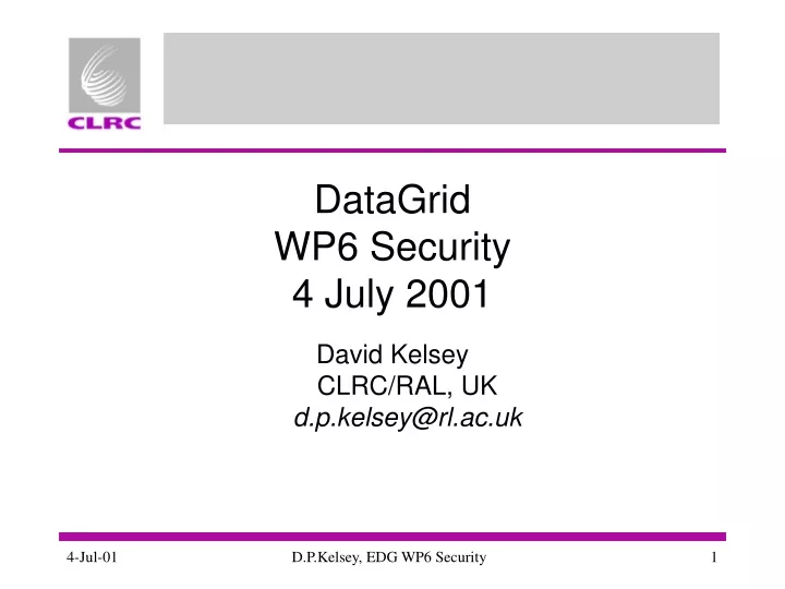 datagrid wp6 security 4 july 2001