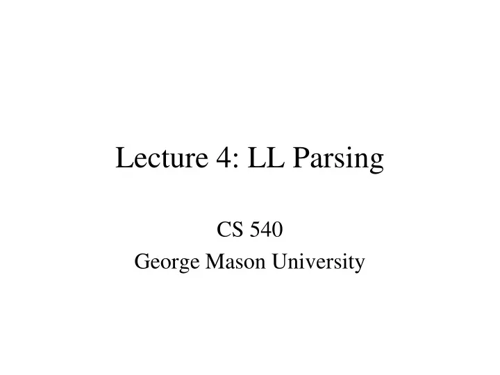 lecture 4 ll parsing