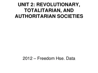 UNIT 2: REVOLUTIONARY, TOTALITARIAN, AND AUTHORITARIAN SOCIETIES