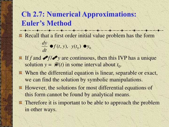 ch 2 7 numerical approximations euler s method