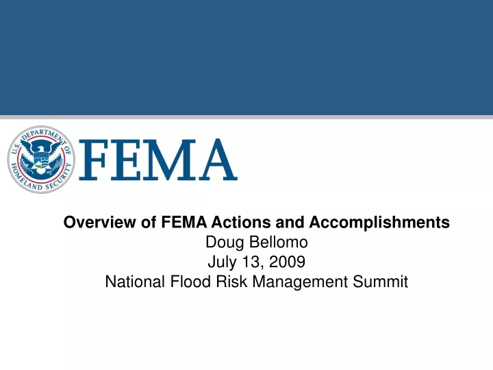 overview of fema actions and accomplishments doug