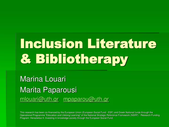 inclusion literature bibliotherapy