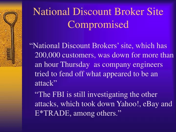 national discount broker site compromised