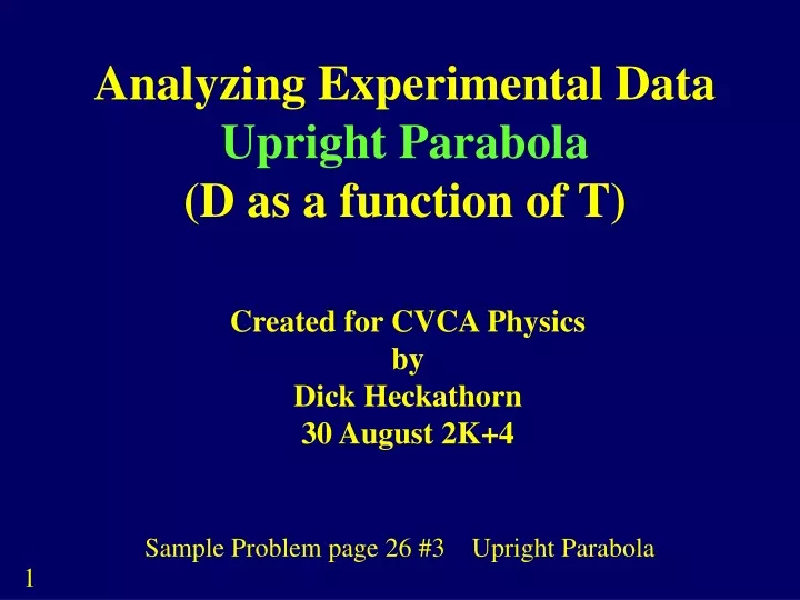 analyzing experimental data upright parabola