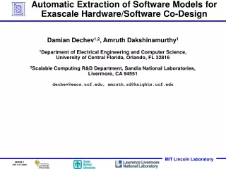 Automatic Extraction of Software Models for Exascale Hardware/Software Co-Design