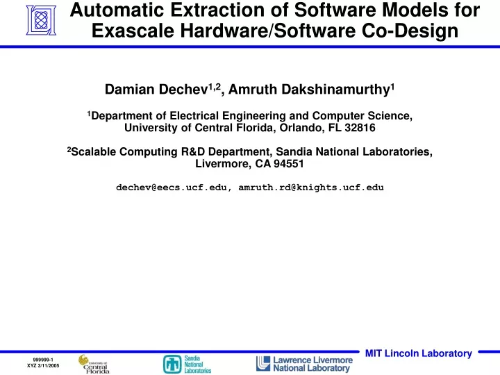 automatic extraction of software models for exascale hardware software co design