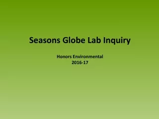 Seasons Globe Lab Inquiry