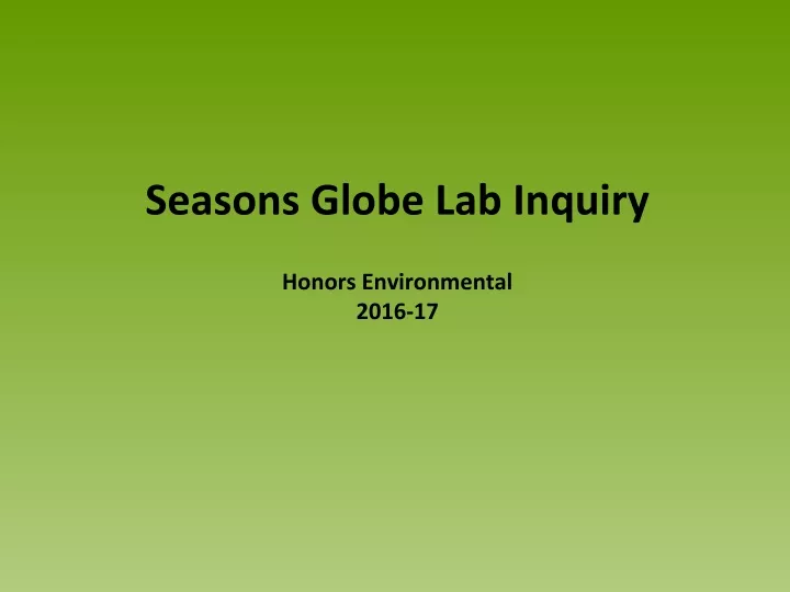 seasons globe lab inquiry