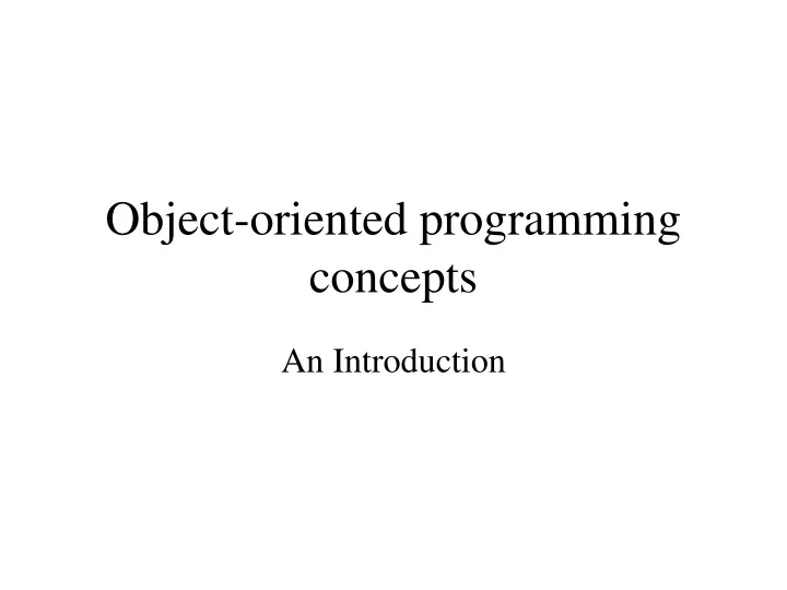 object oriented programming concepts