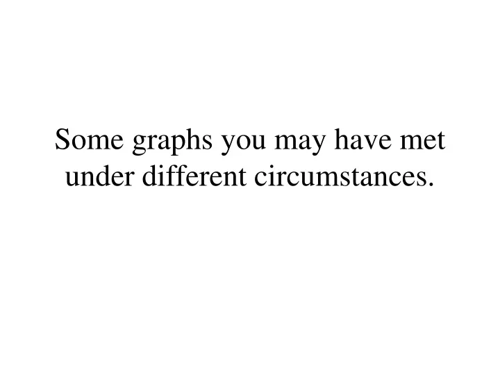 some graphs you may have met under different circumstances