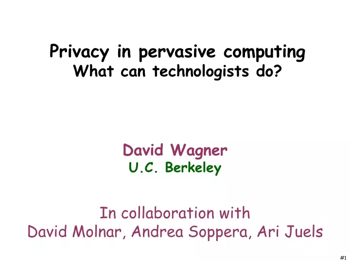 privacy in pervasive computing what