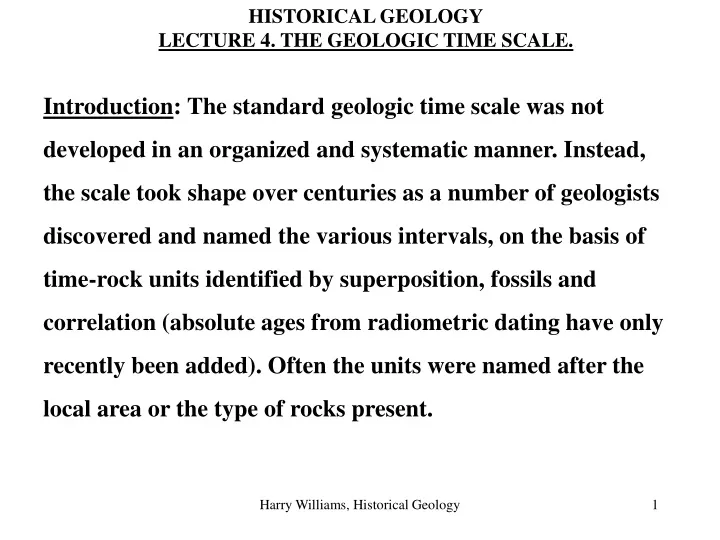historical geology lecture 4 the geologic time