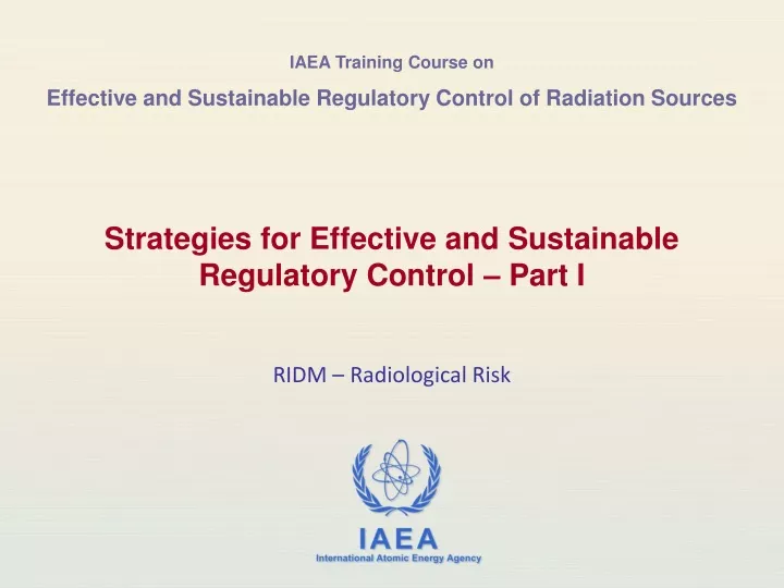 strategies for effective and sustainable regulatory control part i