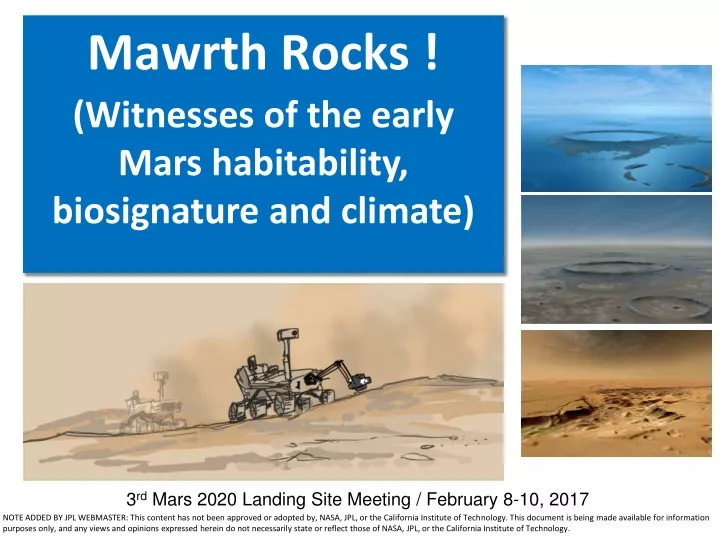 mawrth rocks w itnesses of the early mars