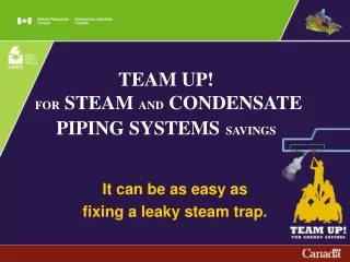 TEAM UP! FOR  STEAM  AND CONDENSATE PIPING SYSTEMS SAVINGS