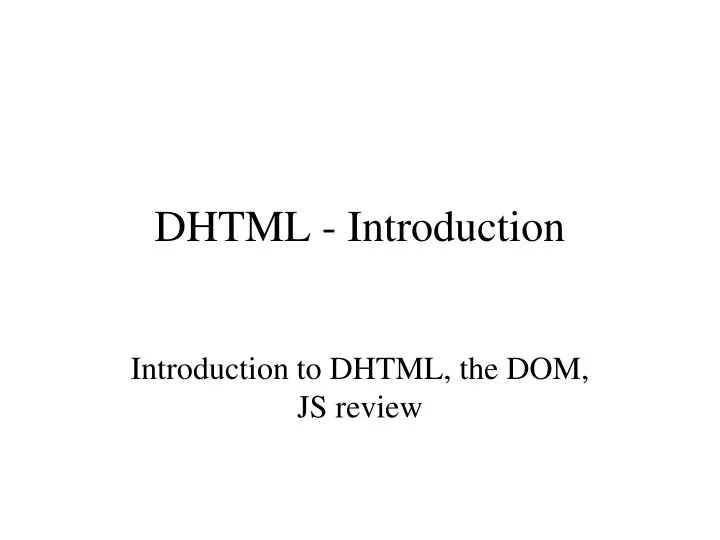 dhtml introduction