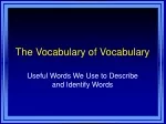 The Vocabulary of Vocabulary