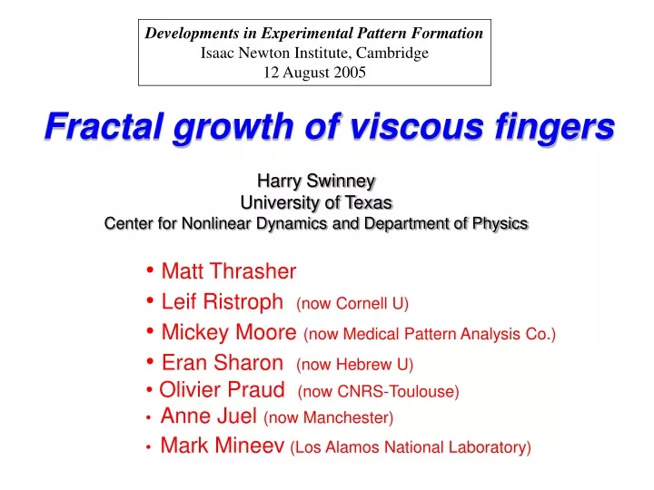 fractal growth of viscous fingers