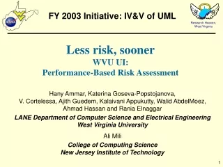 FY 2003 Initiative: IV&amp;V of UML