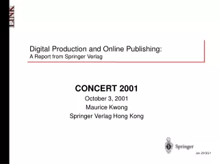 Digital Production and Online Publishing: A Report from Springer Verlag