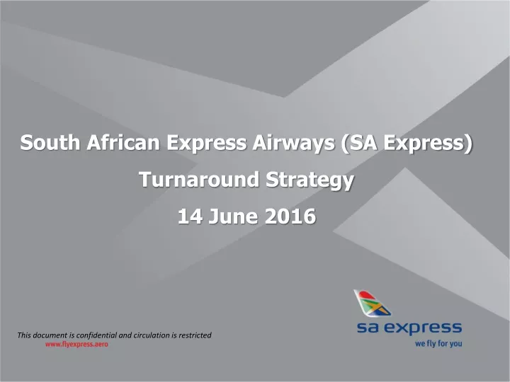 south african express airways sa express turnaround strategy 14 june 2016