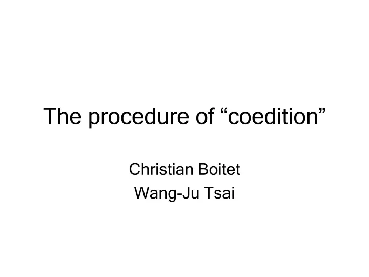 the procedure of coedition