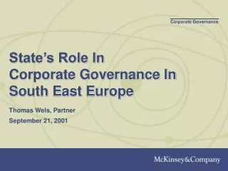 State’s Role In  Corporate Governance In South East Europe
