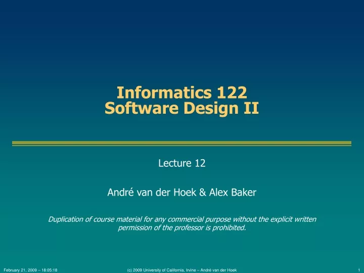 informatics 122 software design ii