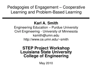 Pedagogies of Engagement – Cooperative Learning and Problem-Based Learning