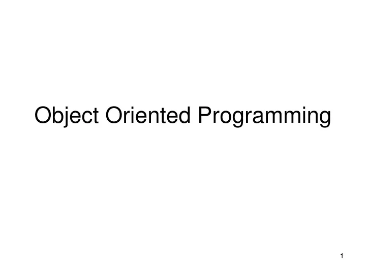 object oriented programming