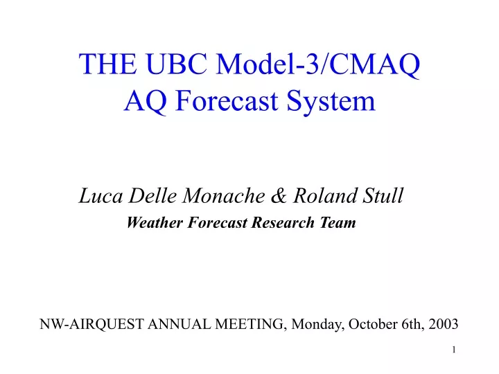 the ubc model 3 cmaq aq forecast system