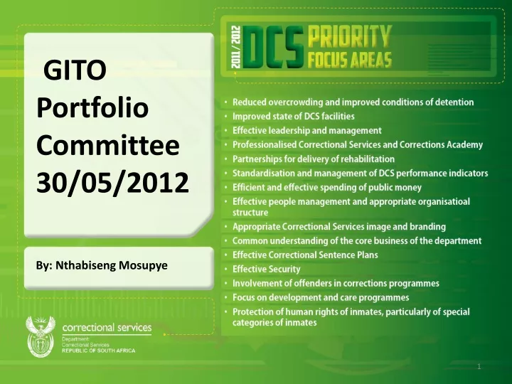 gito portfolio committee 30 05 2012