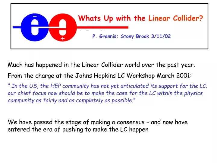 whats up with the linear collider