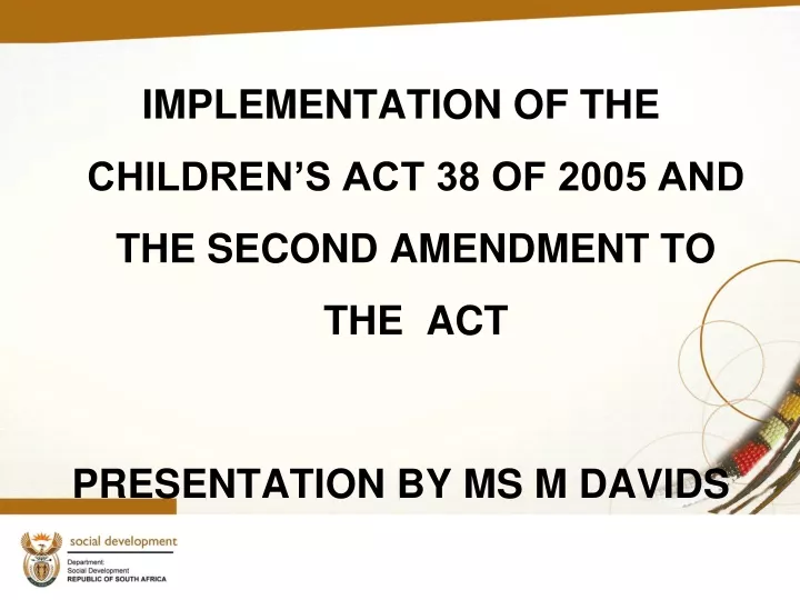 implementation of the children s act 38 of 2005