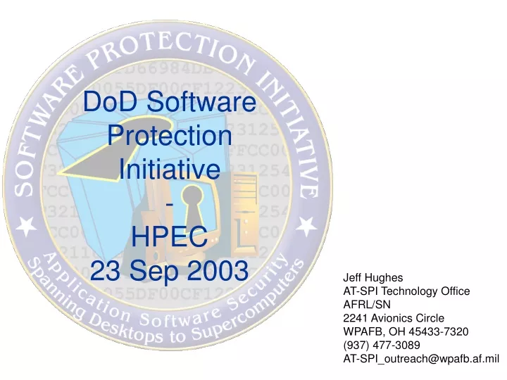 dod software protection initiative hpec 23 sep 2003