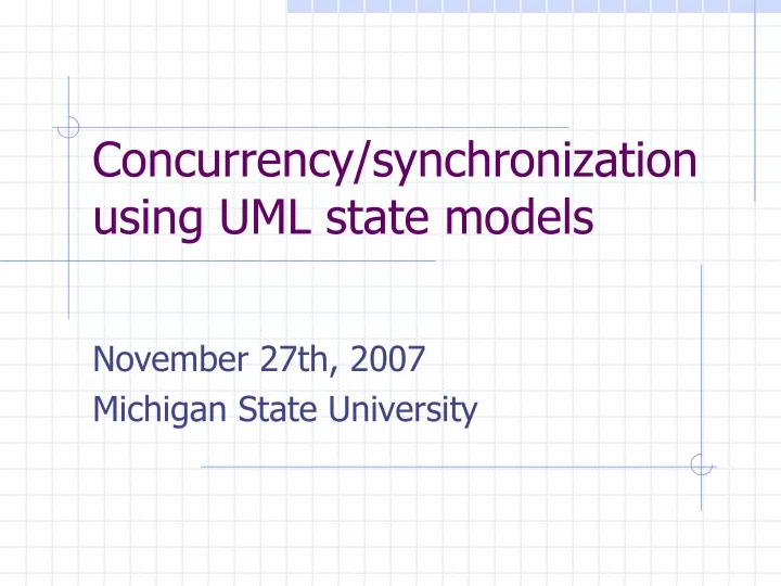 concurrency synchronization using uml state models
