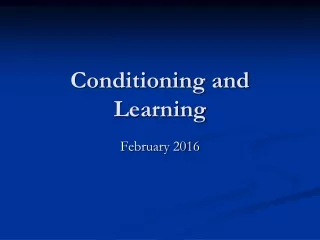 Conditioning and Learning