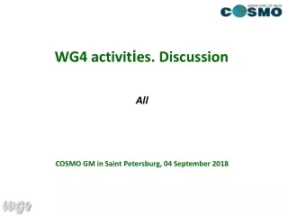 WG4 activit i es. Discussion