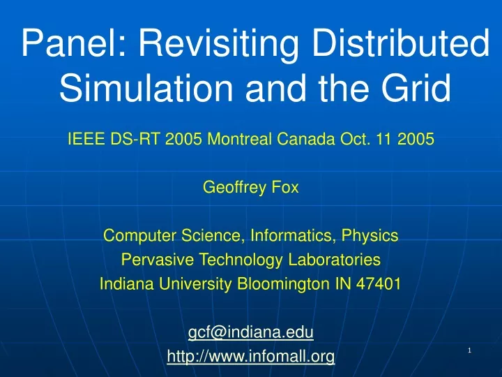 panel revisiting distributed simulation and the grid