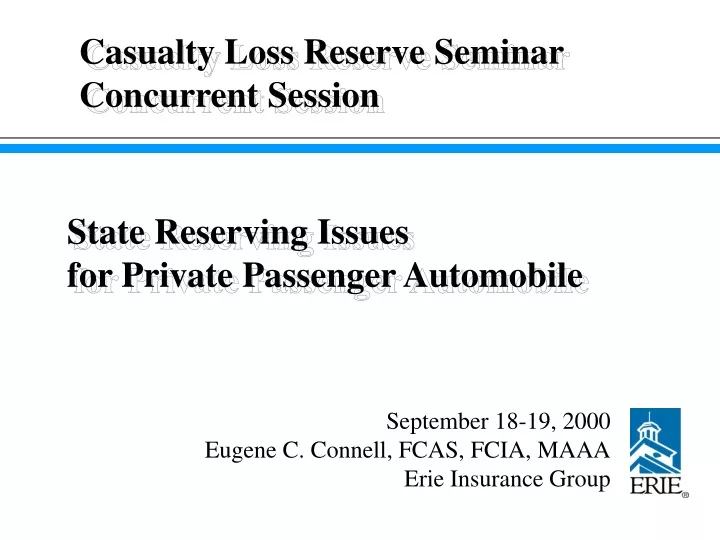 state reserving issues for private passenger automobile