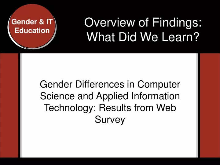 overview of findings what did we learn