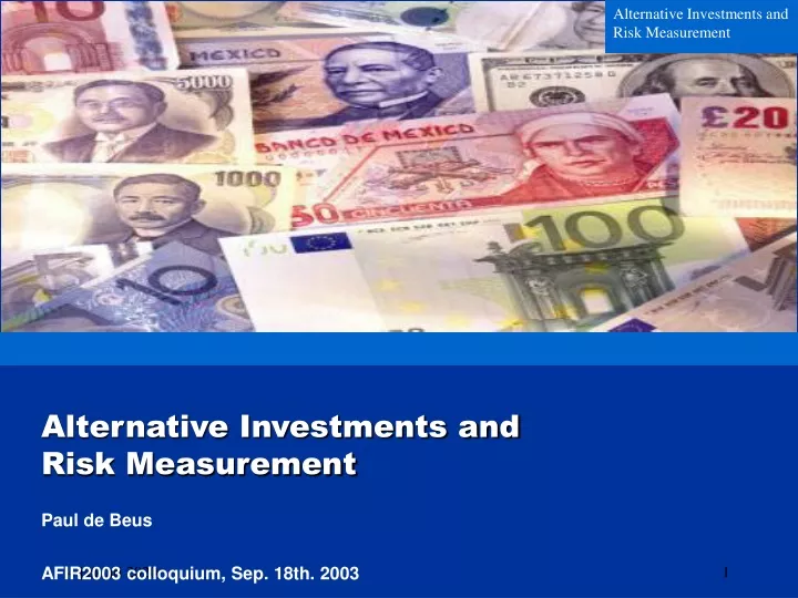 alternative investments and risk measurement