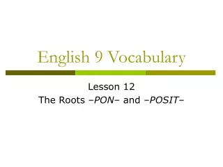 English 9 Vocabulary